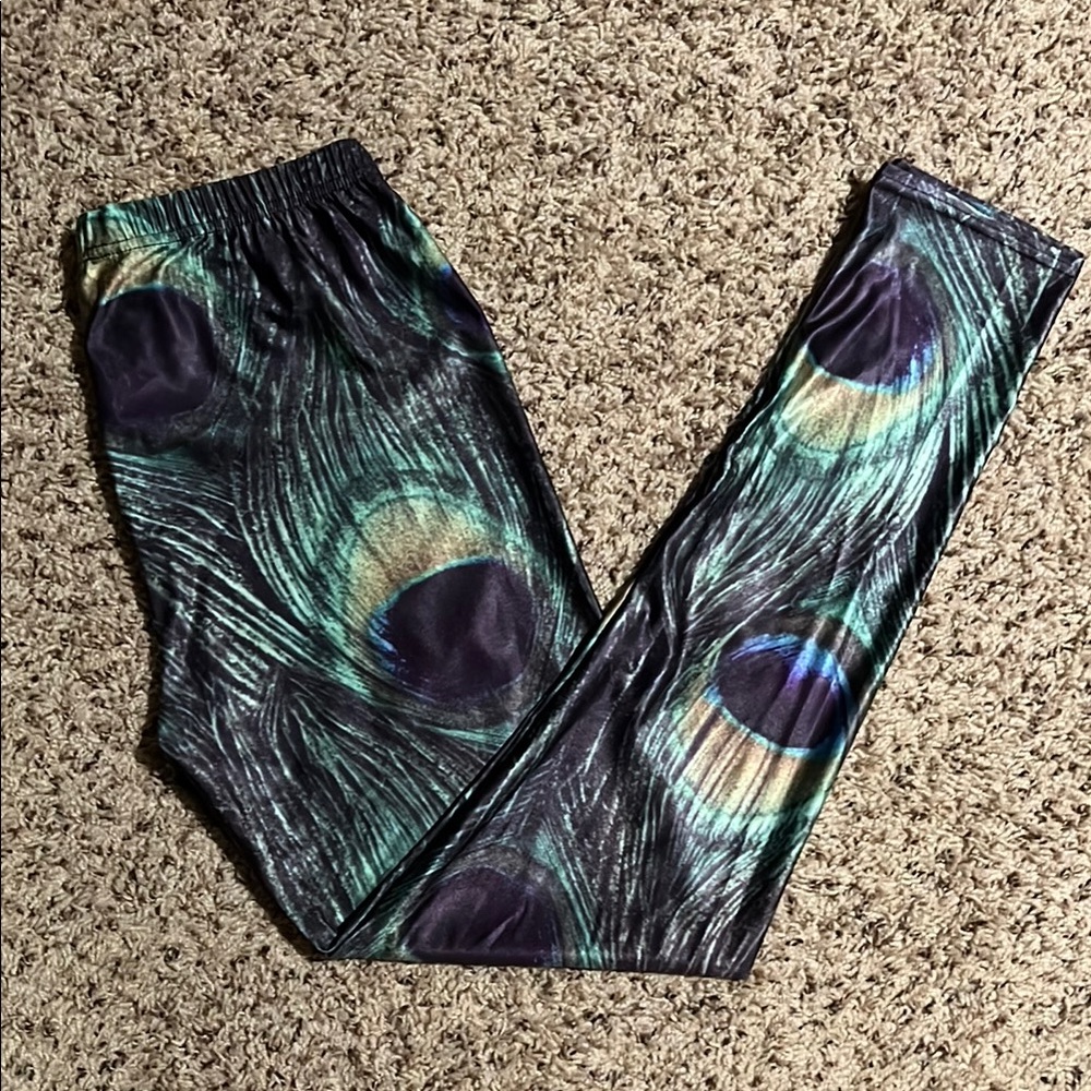 Peacock print leggings